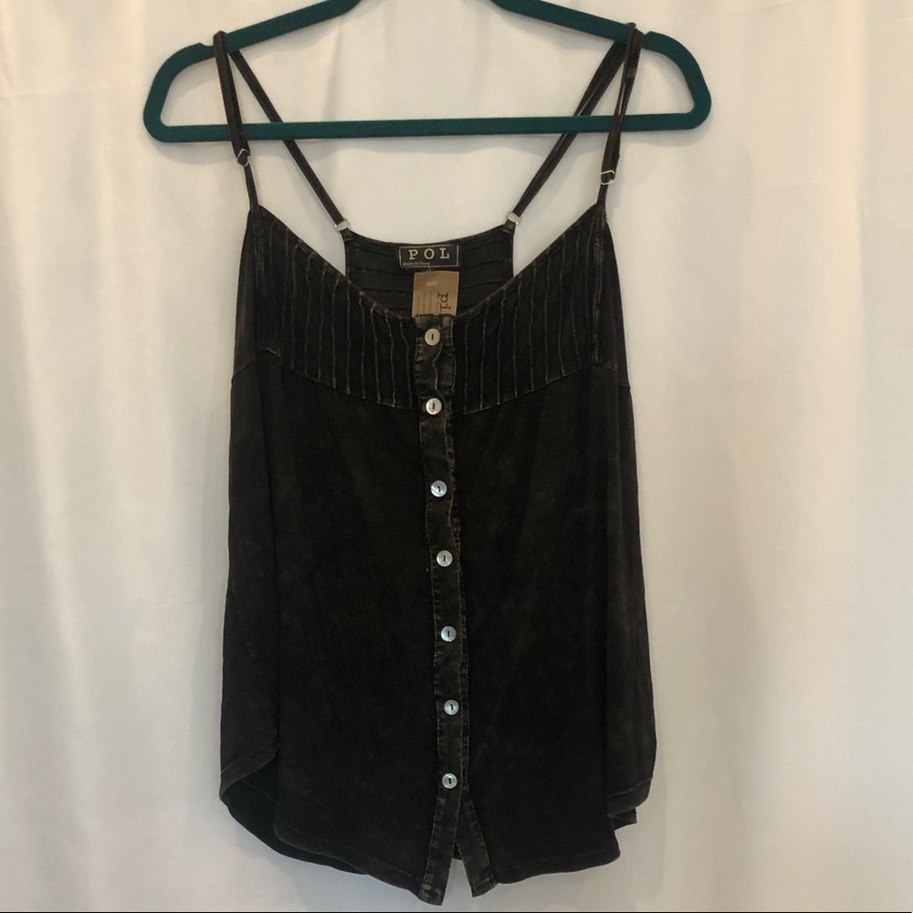 Large, vintage black,button down sleeveless blouse